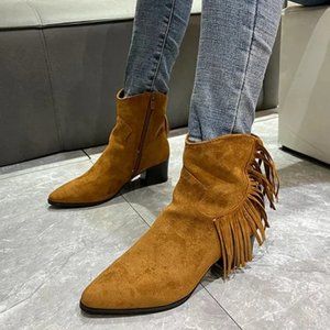 New suede fashion chunky mid-heel ankle boots